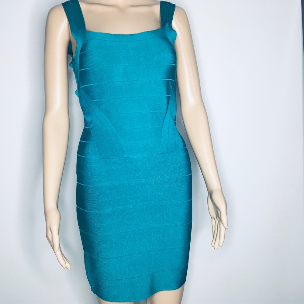 Bebe hourglass bandage turquoise bodycon dress